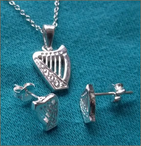 Silver Brian Boru Necklace and Stud Earring Set