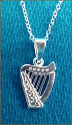 Silver Brian Boru Harp Necklace