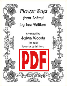 Flower Duet Sheet Music by Delibes arr. for Solo Harp by Sylvia Woods PDF Download