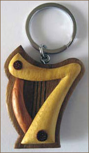 Wooden Irish Harp Keychain