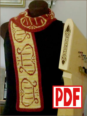 PATTERN for Knitting a Scarf with a Lyre Motif
