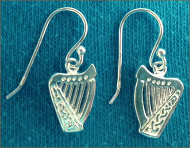 Silver Brian Boru Shepherd's Crook Earrings