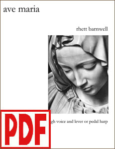 Ave Maria composed by Rhett Barnwell for harp and high voice PDF Download