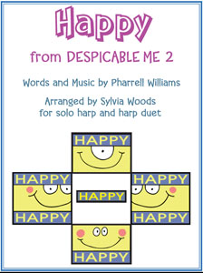 Happy sheet music by Pharrell Williams arranged for harp solo and duet by Sylvia Woods