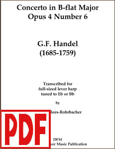 Handel's B-Flat Concerto arranged for LEVER harp by Darhon Rees-Rohrbacher