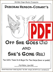 Off She Goes & She's Gone harp duet or ensemble by Deborah Henson-Conant PDF Download