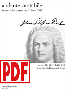 Andante Cantabile by J. S. Bach arranged by Rhett Barnwell for harp and organ PDF Download